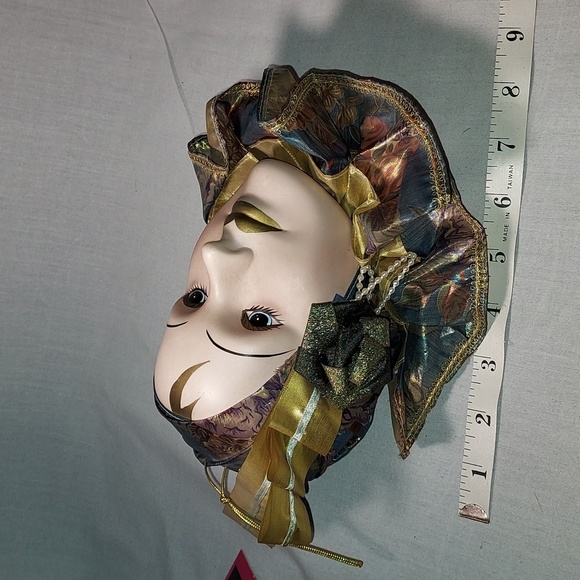 Vintage Stuffed Carnival Ceramic Wall Face Mask Stuffed - Picture 4 of 7